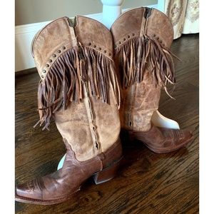 Tony Lama Fringe Boots Women's Vf3036 Size 7B
